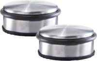 Shoppartners Set Van 2x Stuks Rvs Deurstoppers Rond 10 X 4,5 Cm - Deurstoppers 1,15 Kg