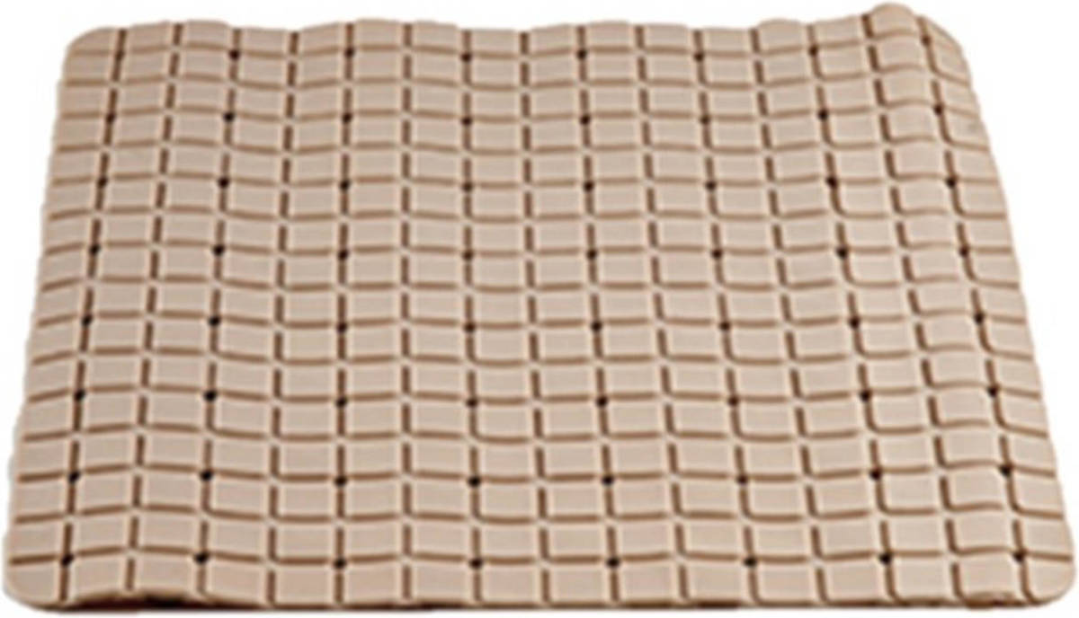Dobeno Badmat/douchemat Anti-slip Mocca Bruin Vierkant Patroon 50 X 50 Cm - Badmatjes