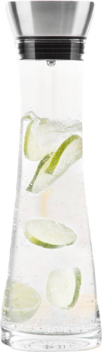 Shoppartners Glazen Karaf/schenkkan Met Filter 1 Liter - Sapkannen/waterkannen/schenkkannen - Waterkaraf