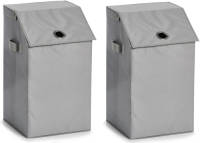 Shoppartners Set Van 2x Stuks Polyester Wasmand Grijs Met Deksel 34 X 34 X 60 Cm - Wasmanden