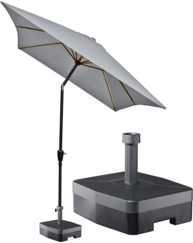 Kopu ® Bilbao Rechthoekige Parasol 150x250 Cm Met Voet - Lichtgrijs