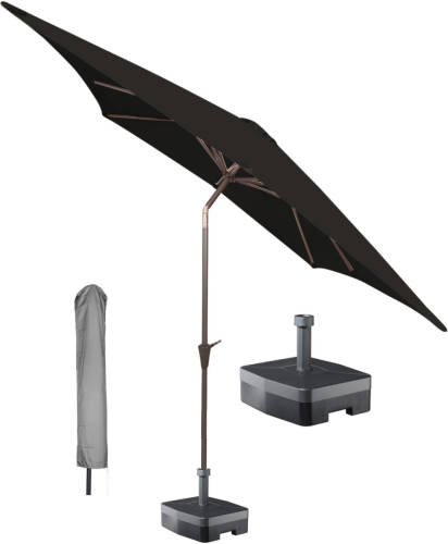Kopu ® Vierkante Parasol Malaga 200x200 Cm Met Hoes En Voet - Black