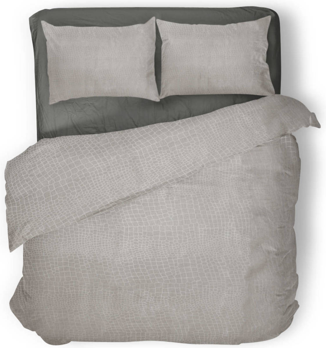 Elegance Dekbedovertrek Embossed Snake - Light Grey 200x200/220cm