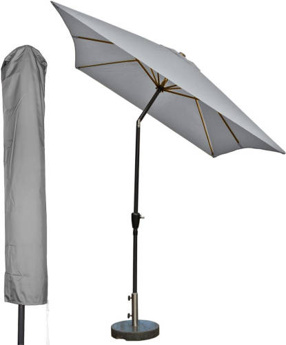 Kopu ® Bilbao Rechthoekige Parasol 150x250 Cm Met Hoes - Lichtgrijs