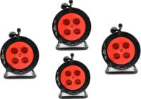 Discountershop 4 Stuks - Kabelbox Verlengsnoer Kabelhaspel Kabel Verleng Haspel Met 4 Geaarde Stopcontacten 15 Meter - Kabelhaspel