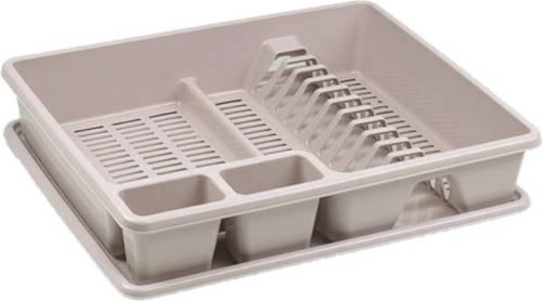Forte Plastics Afwas Afdruiprek Taupe Met Lekbak 48 X 38 X 9 Cm - Afdruiprekken