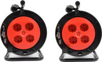 Discountershop 2 Stuks - Kabelbox Verlengsnoer Kabelhaspel Kabel Verleng Haspel Met 4 Geaarde Stopcontacten 15 Meter - Kabelhaspel