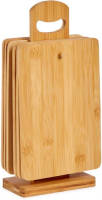 Shoppartners Set Van 6x Stuks Bamboe Houten Snijplanken/serveerplanken Met Houder 22 X 14 Cm - Snijplanken