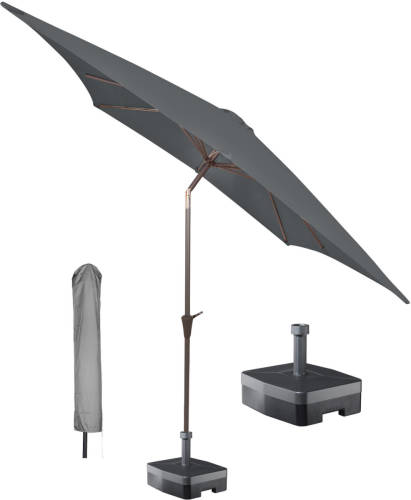 Kopu ® Vierkante Parasol Malaga 200x200 Cm Met Hoes En Voet - Grey