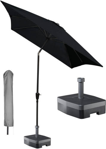 Kopu ® Rechthoekige Parasol Bilbao 150x250 Cm Met Hoes En Voet - Black