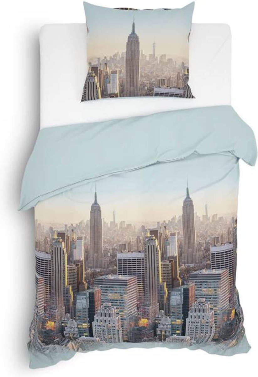 Lion Beddenshop Heckett & Lane Hayden Flanel Dekbedovertrek - 1-persoons (140x200/220 Cm + 1 Sloop) - Flanel - Airy Blue