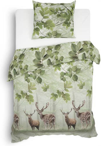 Lion Beddenshop Heckett & Lane Tobias Flanel Dekbedovertrek - 1-persoons (140x200/220 Cm + 1 Sloop) - Flanel - Fern Green
