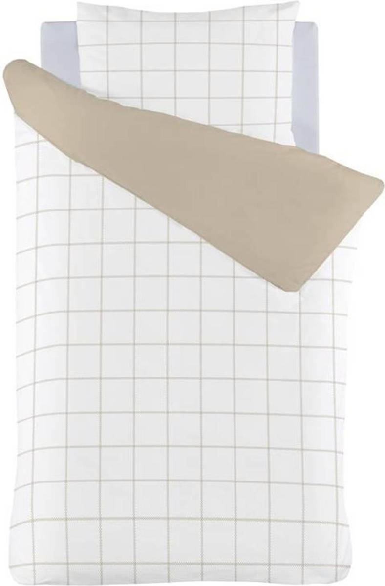 Iseng Brent Dekbedovertrek - 1-persoons (140x200/220 Cm + 1 Sloop) - Percal Katoen - Ecru