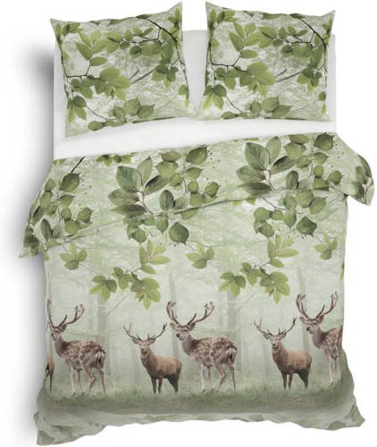 Smulderstextiel nl Heckett & Lane Tobias Flanel Dekbedovertrek - 2-persoons (200x200/220 Cm + 2 Slopen) - Flanel - Fern Green