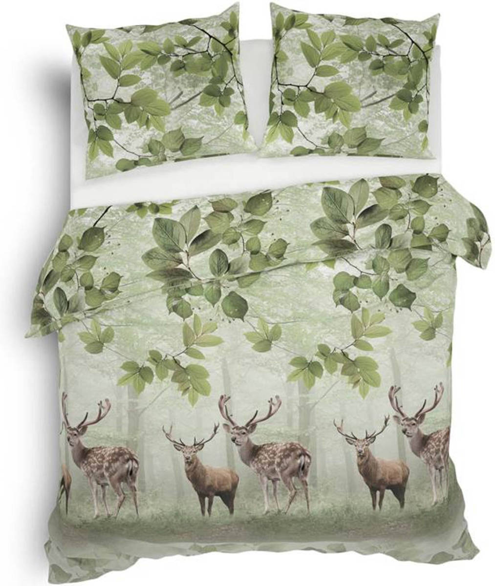 Smulderstextiel nl Heckett & Lane Tobias Flanel Dekbedovertrek - 2-persoons (200x200/220 Cm + 2 Slopen) - Flanel - Fern Green