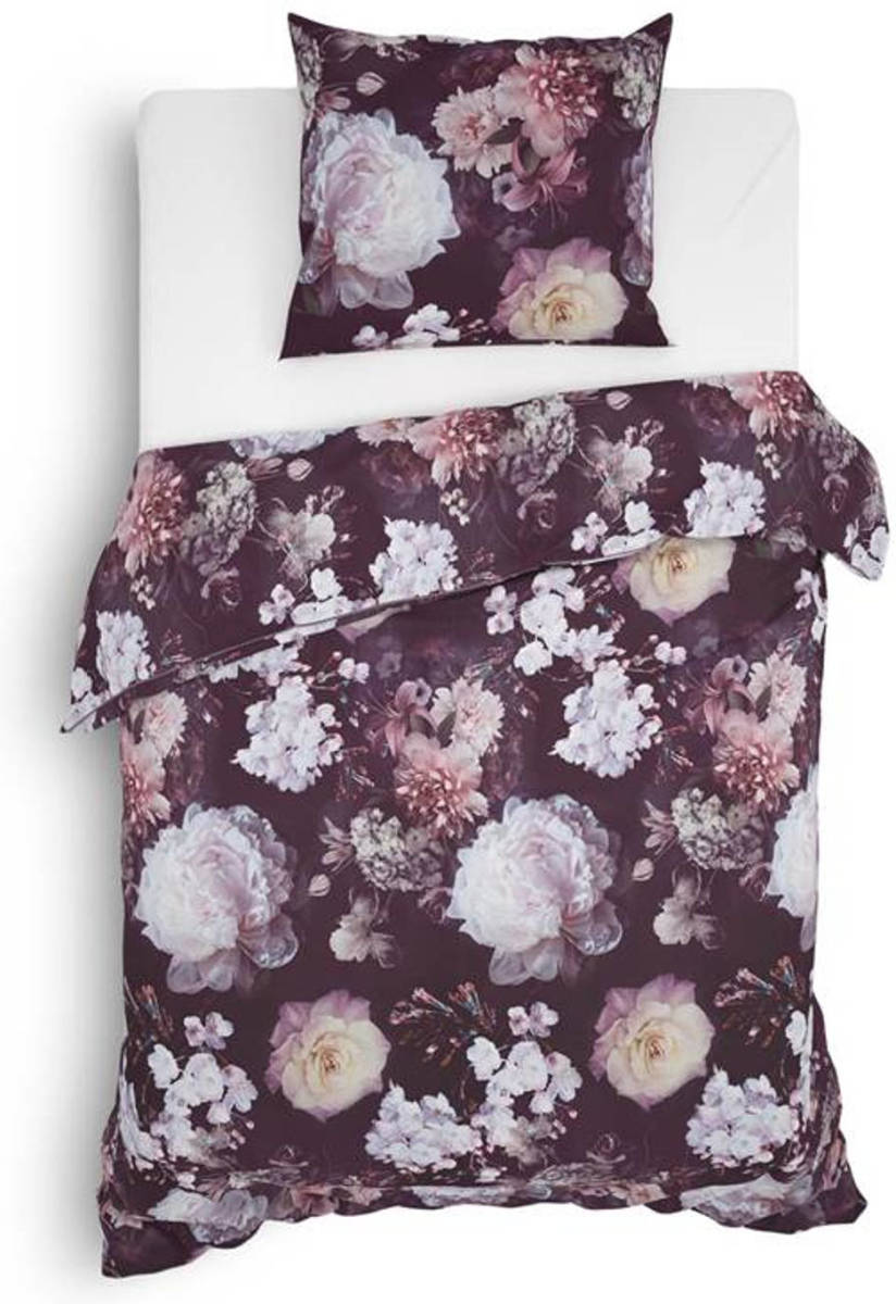 Smulderstextiel nl Heckett & Lane Mina Flanel Dekbedovertrek - 1-persoons (140x200/220 Cm + 1 Sloop) - Flanel - Plum Red