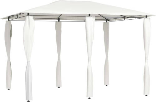 VidaXL Prieel Met Paalhoezen 160 G/m² 3x4x2,6 M Crèmekleurig