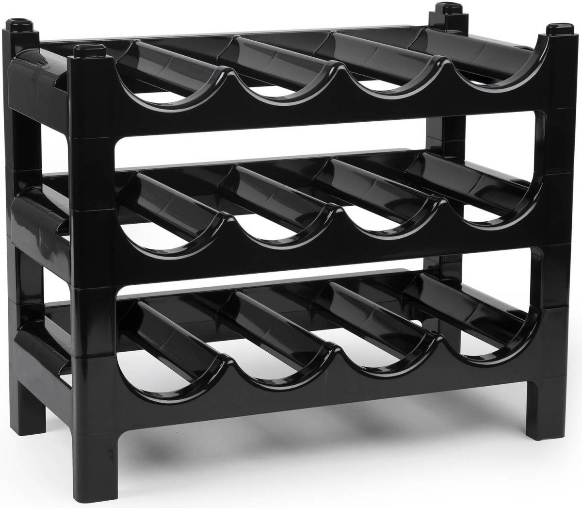 Forte Plastics Set Van 3x Stuks Kunststof Wijnrekken / Flessenrekken 23 X 43.5 X 13 Cm Voor 12x Flessen Wijn - Wijnrekken