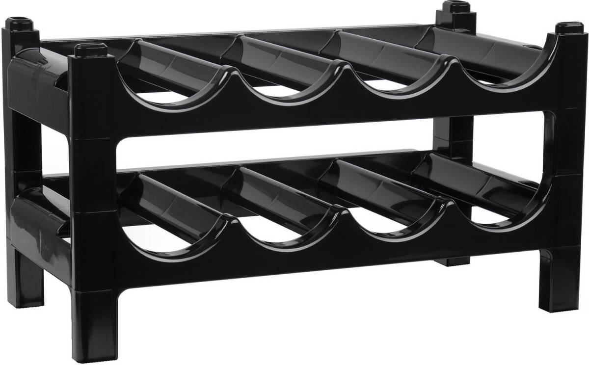 Forte Plastics Set Van 2x Stuks Kunststof Wijnrekken / Flessenrekken 23 X 43.5 X 13 Cm Voor 8x Flessen Wijn - Wijnrekken