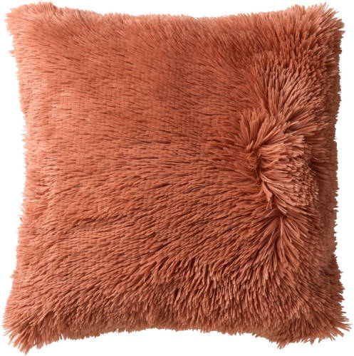 Dutch Decor Fluffy - Sierkussen Unikleur Muted Clay 60x60 Cm - Roze - Roze