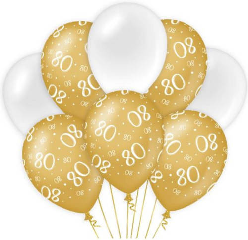 Paper Dreams Ballonnen 80 Jaar Dames Latex Goud/wit