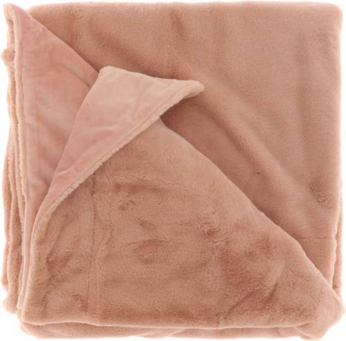 Unique Living Klaas Fleece Plaid - Fleece Polyester - 150x200 Cm - Old Pink