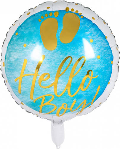 Boland Folieballon Hello Boy! 45 Cm Blauw/wit/goud
