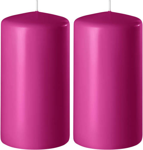 Shoppartners 2x Kaarsen Fuchsia Roze 6 X 8 Cm 27 Branduren Sfeerkaarsen - Stompkaarsen