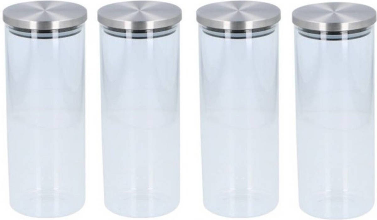 Alpina 4x Glazen Voorraadpot / Snoeppot 1500 Ml - Voorraadpot