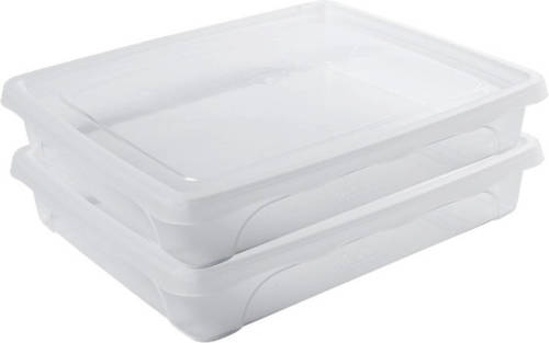 Hega Hogar 2x Voorraad/vershoudbakjes Laag 1,5 Liter Transparant 24 X 20 X 5 Cm - Vershoudbakjes