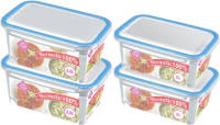 Hega Hogar 4x Voorraad/vershoudbakjes 2 En 2,5 Liter Transparant/blauw - Vershoudbakjes