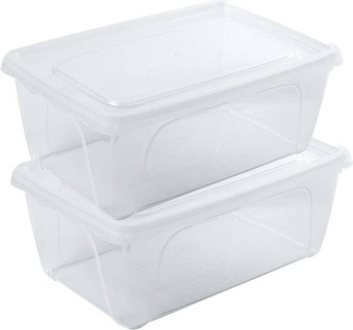 Hega Hogar 2x Voorraad/vershoudbakjes Hoog/diep 0,5 Liter Transparant 15 X 10 X 6 Cm - Vershoudbakjes