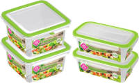 Hega Hogar 4x Voorraad/vershoudbakjes 1,5 En 0,75 Liter Transparant/groen - Vershoudbakjes
