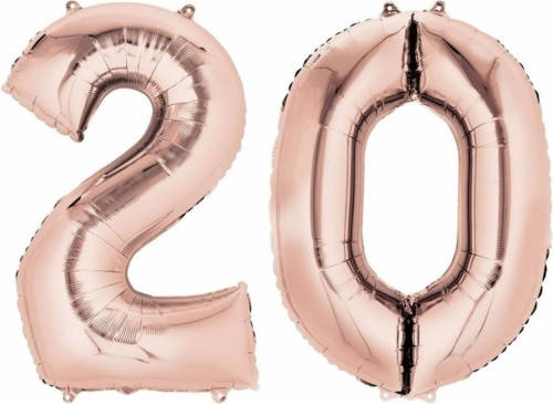 Shoppartners 20 Jaar Leeftijd Helium/folie Ballonnen Rose Goud Feestversiering - Ballonnen