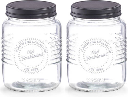 Shoppartners 2x Glazen Voorraadpotten/bewaarpotten 920 Ml Old Fashioned 15 X 10 Cm - Voorraadpot