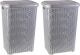 Forte Plastics 2x Stuks Grote Rotan Wasmand Met Deksel Van 60 Liter In Het Zilver Grijs - Wasmanden