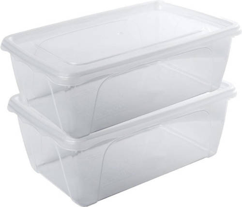 Hega Hogar 2x Voorraad/vershoudbakjes Hoog/diep 1 Liter Transparant 18 X 12 X 7 Cm - Vershoudbakjes