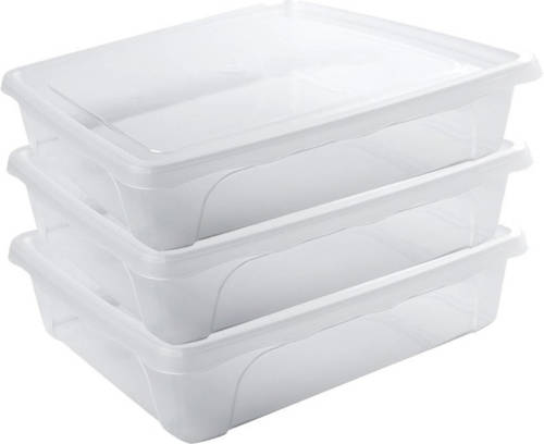 Hega Hogar 3x Voorraad/vershoudbakjes Laag 2 Liter Transparant 24 X 20 X 6 Cm - Vershoudbakjes