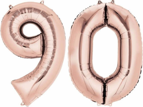 Shoppartners 90 Jaar Leeftijd Helium/folie Ballonnen Rose Goud Feestversiering - Ballonnen