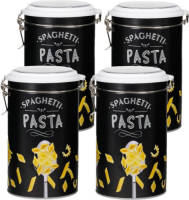Shoppartners Set Van 4x Stuks Pasta Voorraadbussen/bewaarblikken Metaal 11 X 19 Cm - Voorraadblikken