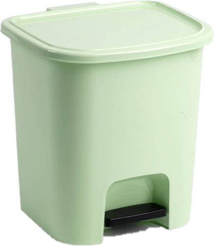 Forte Plastics 2x Stuks Mintgroene Afvalemmers/vuilnisemmers/pedaalemmers 7.5 Liter Met Deksel En Pedaal - Prullenbakken