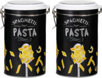 Shoppartners Set Van 2x Stuks Pasta Voorraadbussen/bewaarblikken Metaal 11 X 19 Cm - Voorraadblikken