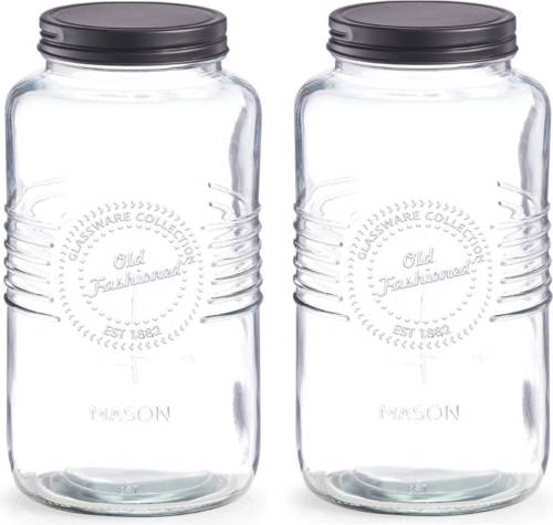 Shoppartners 2x Glazen Voorraadpotten/bewaarpotten 2000 Ml Old Fashioned 23 X 12 Cm - Voorraadpot