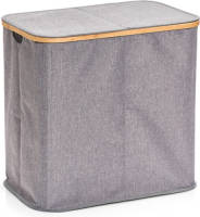 Shoppartners Dubbele Grijze Wasgoedmand Van Stof 53 X 33 X 50 Cm - Wasmanden