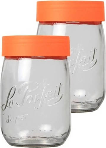 Le Parfait 2x Pasta/rijst Bewaarpotten Met Draaideksel 1000 Ml - Voorraadpot