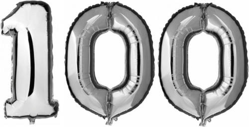 Shoppartners 100 Jaar Leeftijd Helium/folie Ballonnen Zilver Feestversiering - Ballonnen