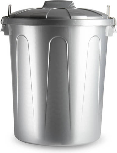 Forte Plastics Afvalemmers/vuilnisemmers Zilver 51 Liter Met Deksel - Prullenbakken