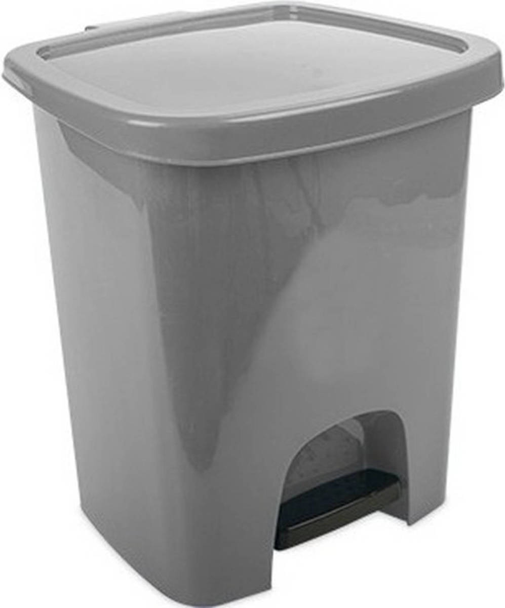 Hega Hogar Grijze Pedaalemmer Vuilnisbak/prullenbak 6 Liter 29 Cm - Prullenbakken
