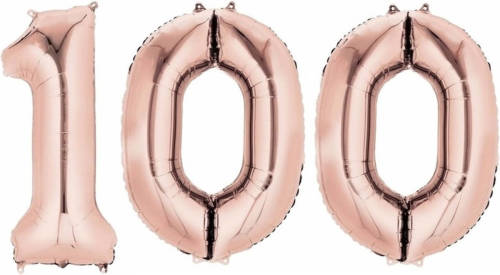 Shoppartners 100 Jaar Leeftijd Helium/folie Ballonnen Rose Goud Feestversiering - Ballonnen