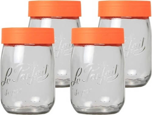 Le Parfait 4x Pasta/rijst Bewaarpotten Met Draaideksel 1000 Ml - Voorraadpot